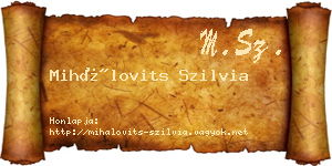 Mihálovits Szilvia névjegykártya
